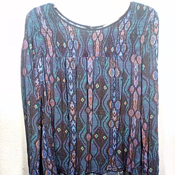 Forever 21 Conceptions Blue Printed long sleeve blouse Size: S - Picture 6 of 12